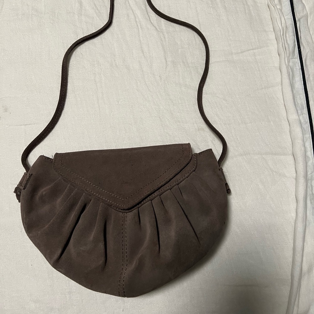 Vintage Kimichi Blue taupe suede Crossbody Bag